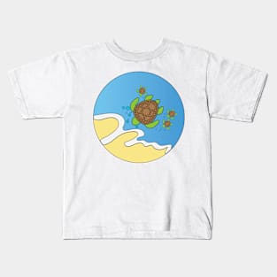 Turtles in the waves Kids T-Shirt